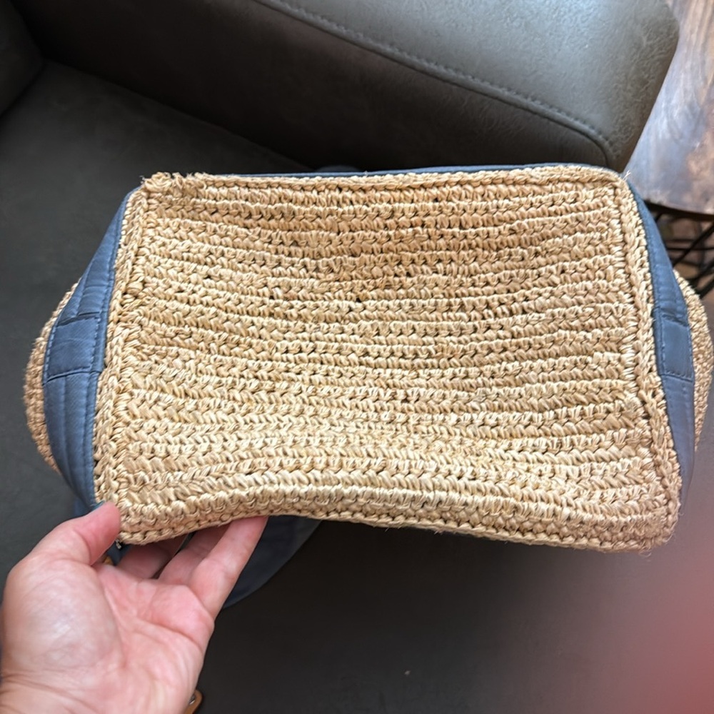 MZ Wallace Straw Tote with Blue Trim - Picture 13 of 13
